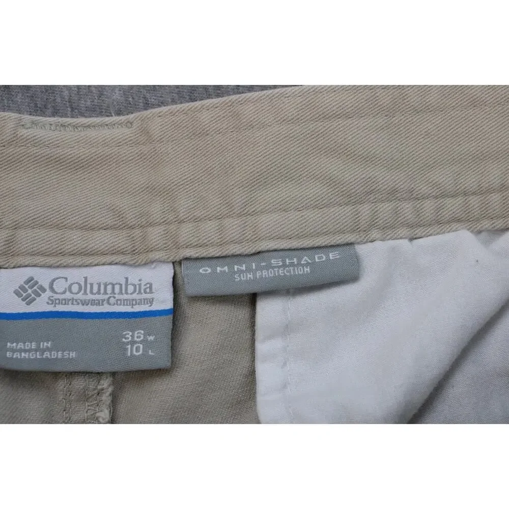 Columbia Shorts Mens 36 Beige 100%‎ Cotton Cargo Omni-Shade 10
